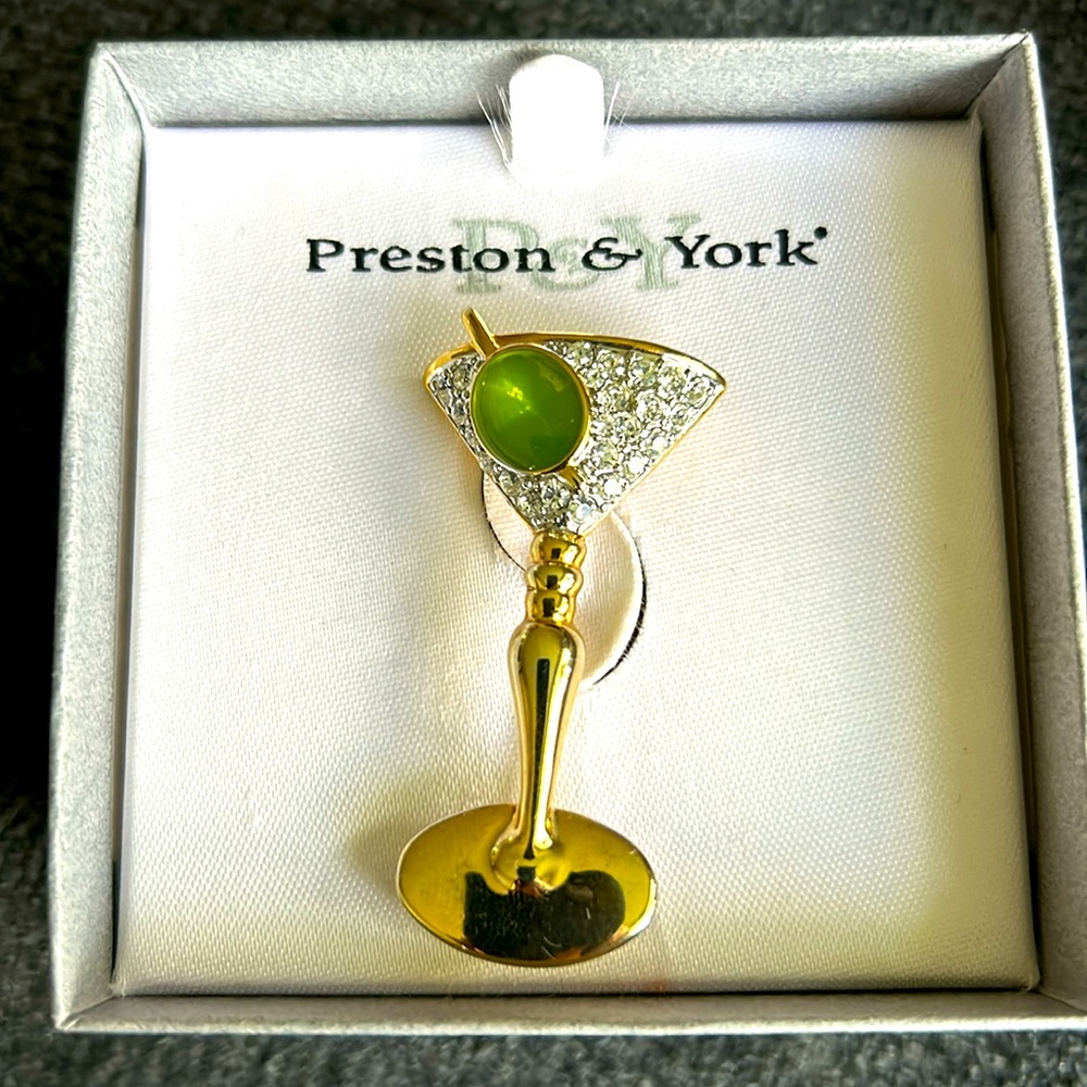 Preston & York Martini with Olive Brooch